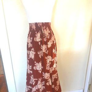 Ces Femme Rust Floral Maxi Skirt